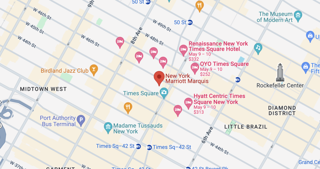 Map of New York Marriott Marquis